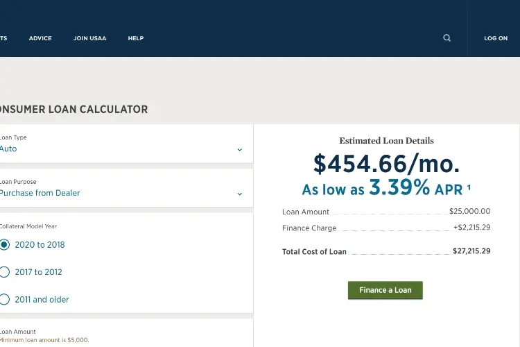 Auto Loan Calculator: USAA