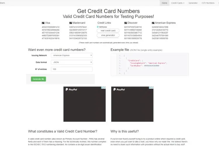 Getcreditcardnumbers