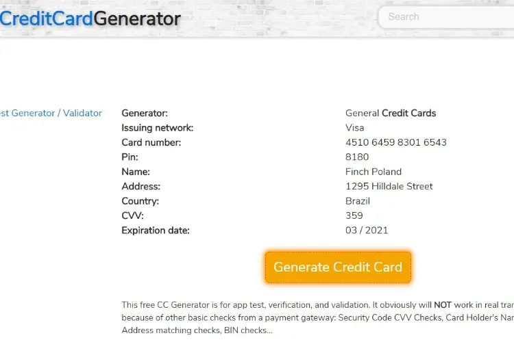 card number for roblox genreator